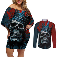 Skull King Couples Matching Off Shoulder Short Dress and Long Sleeve Button Shirts The Time Is Always Right To Do What Is Right - Wonder Print Shop