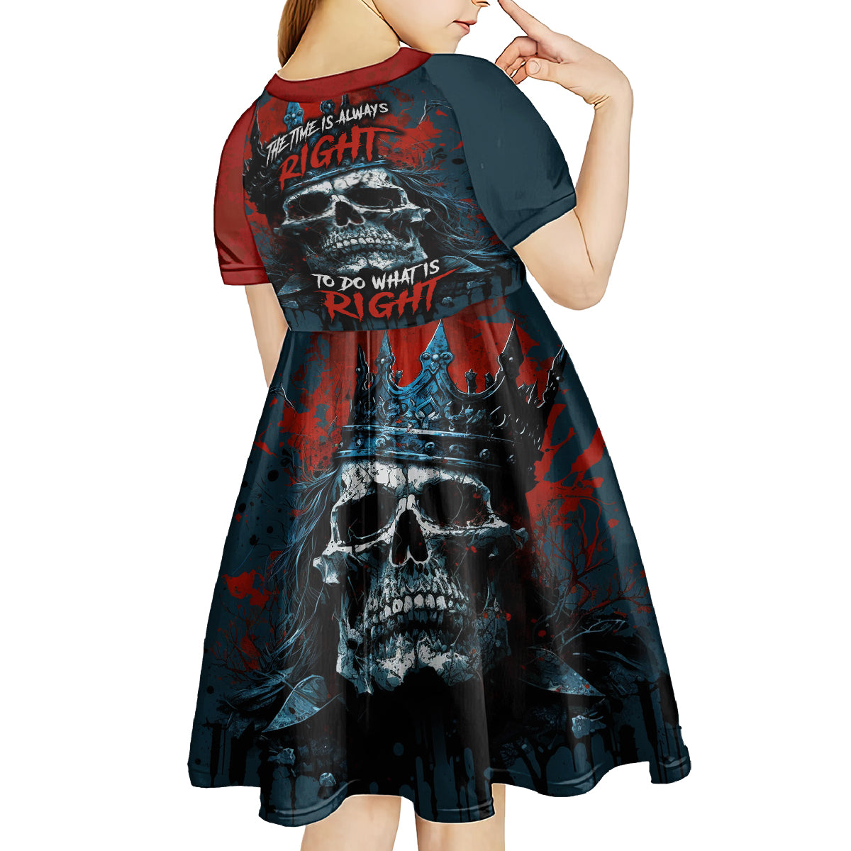 Skull King Kid Short Sleeve Dress The Time Is Always Right To Do What Is Right - Wonder Print Shop
