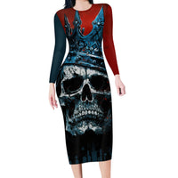 Skull King Long Sleeve Bodycon Dress The Time Is Always Right To Do What Is Right - Wonder Print Shop