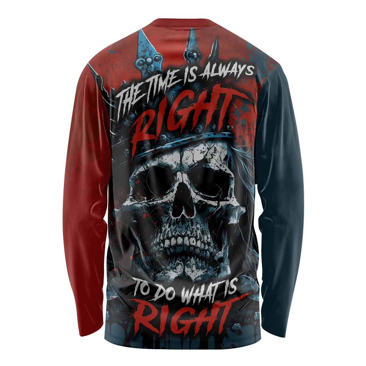 Skull King Long Sleeve Shirt The Time Is Always Right To Do What Is Right - Wonder Print Shop