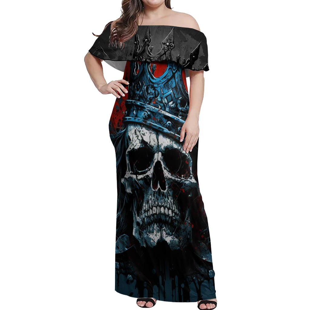 Skull King Off Shoulder Maxi Dress The Time Is Always Right To Do What Is Right - Wonder Print Shop