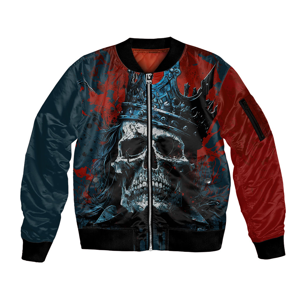 Skull King Sleeve Zip Bomber Jacket The Time Is Always Right To Do What Is Right - Wonder Print Shop