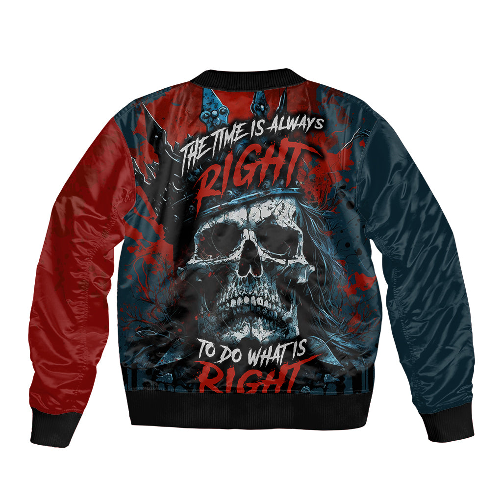 Skull King Sleeve Zip Bomber Jacket The Time Is Always Right To Do What Is Right - Wonder Print Shop