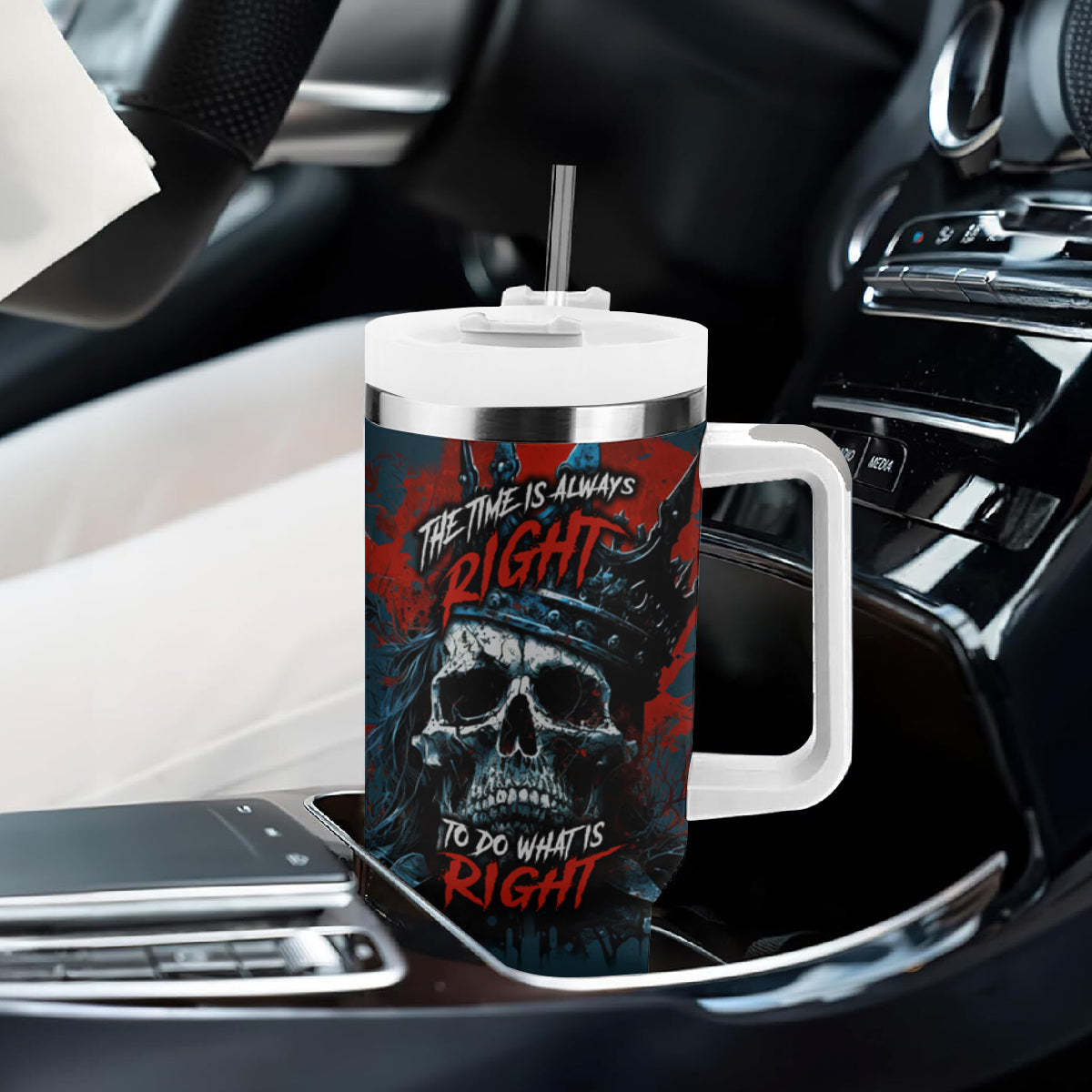 Skull King Tumbler With Handle The Time Is Always Right To Do What Is Right - Wonder Print Shop