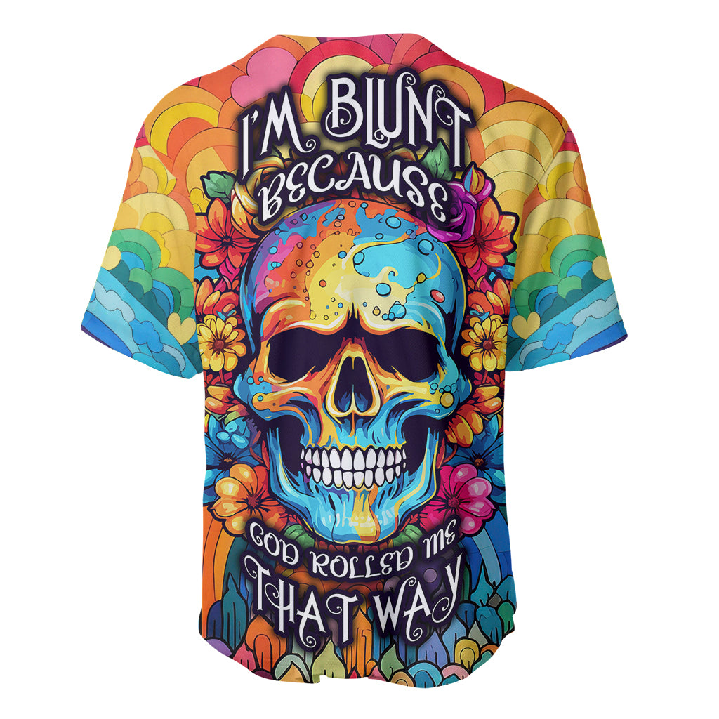 Floral Skull Baseball Jersey I'm Blunt because god rolled me that way - Wonder Print Shop