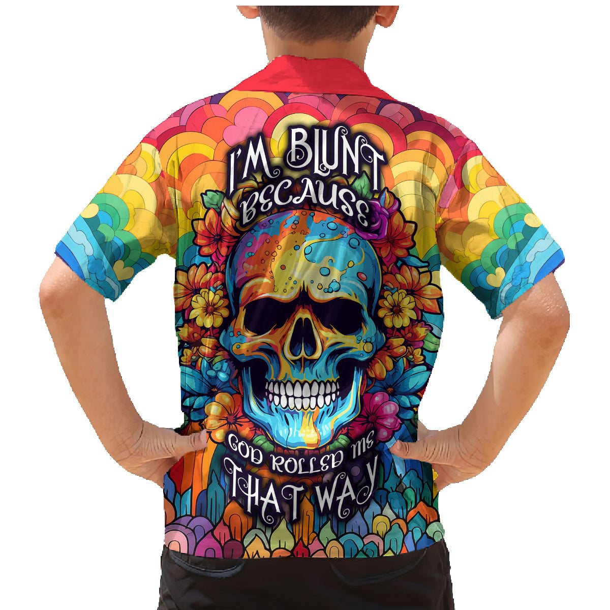 Floral Skull Family Matching Mermaid Dress and Hawaiian Shirt I'm Blunt because god rolled me that way - Wonder Print Shop