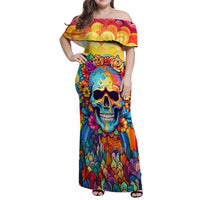 Floral Skull Family Matching Off Shoulder Maxi Dress and Hawaiian Shirt I'm Blunt because god rolled me that way - Wonder Print Shop