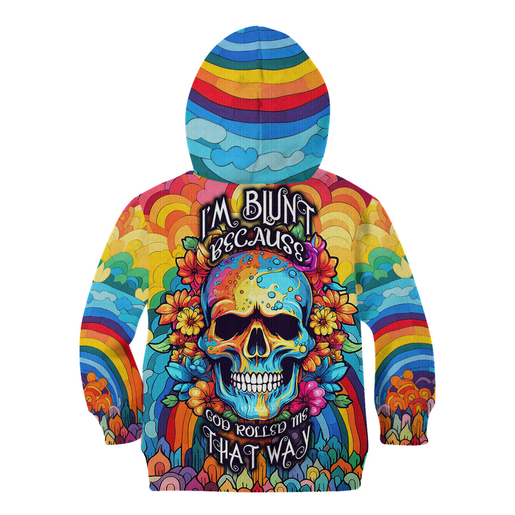 Floral Skull Kid Hoodie I'm Blunt because god rolled me that way - Wonder Print Shop