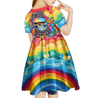 Floral Skull Kid Short Sleeve Dress I'm Blunt because god rolled me that way - Wonder Print Shop