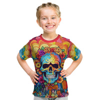 Floral Skull Kid T Shirt I'm Blunt because god rolled me that way - Wonder Print Shop