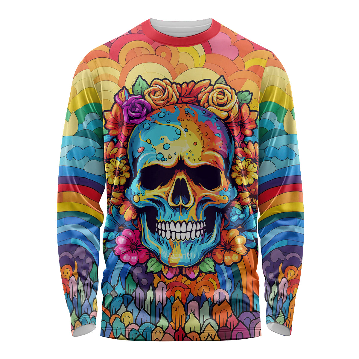 Floral Skull Long Sleeve Shirt I'm Blunt because god rolled me that way - Wonder Print Shop