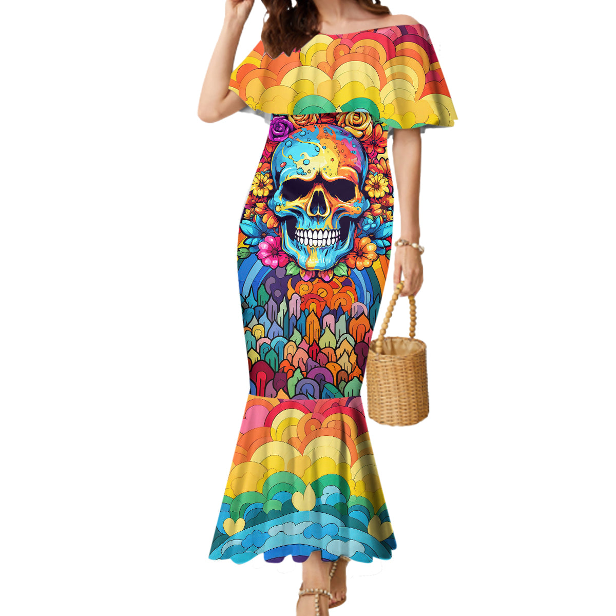Floral Skull Mermaid Dress I'm Blunt because god rolled me that way - Wonder Print Shop