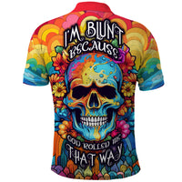 Floral Skull Polo Shirt I'm Blunt because god rolled me that way - Wonder Print Shop