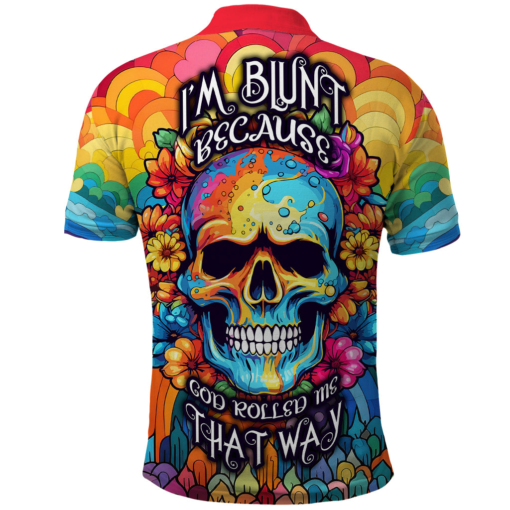 Floral Skull Polo Shirt I'm Blunt because god rolled me that way - Wonder Print Shop