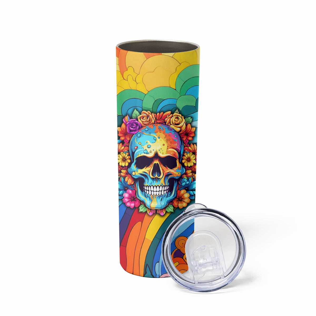 Floral Skull Skinny Tumbler I'm Blunt because god rolled me that way - Wonder Print Shop