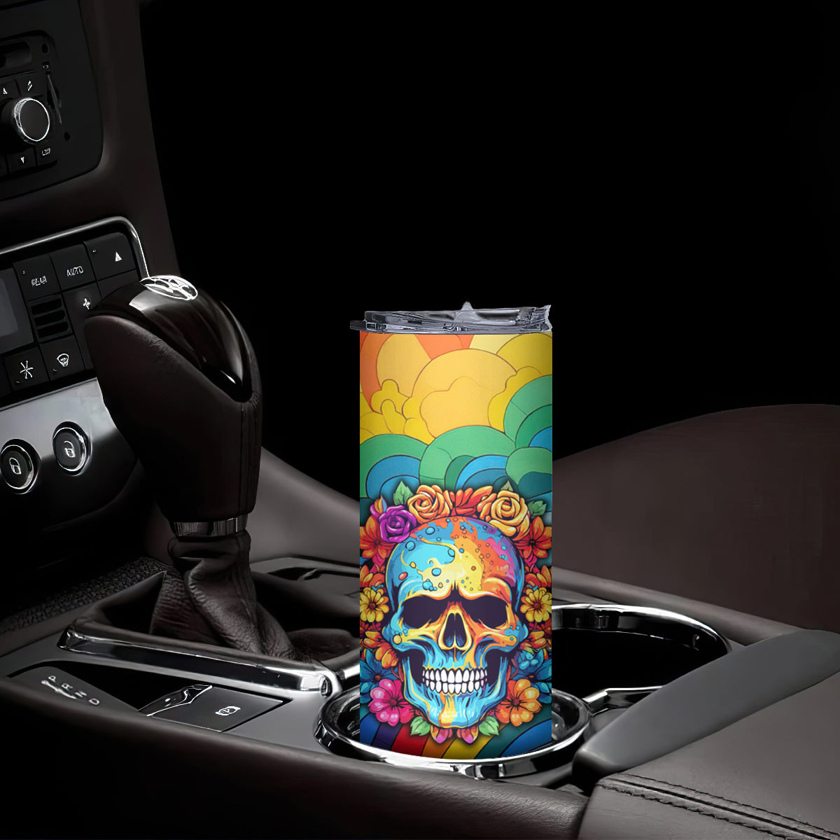 Floral Skull Skinny Tumbler I'm Blunt because god rolled me that way - Wonder Print Shop