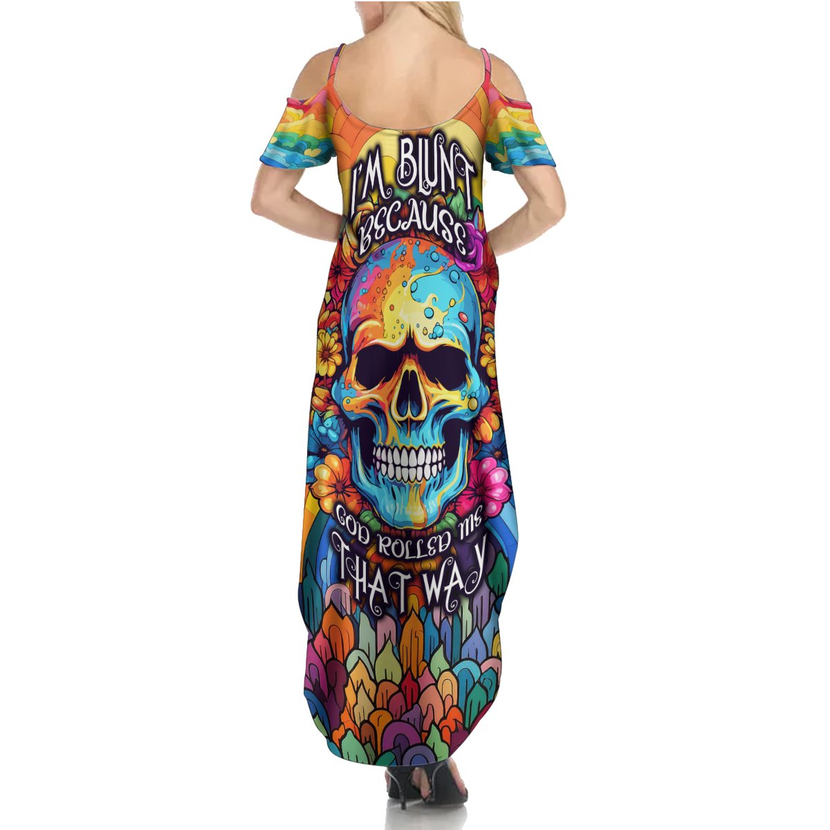 Floral Skull Summer Maxi Dress I'm Blunt because god rolled me that way - Wonder Print Shop