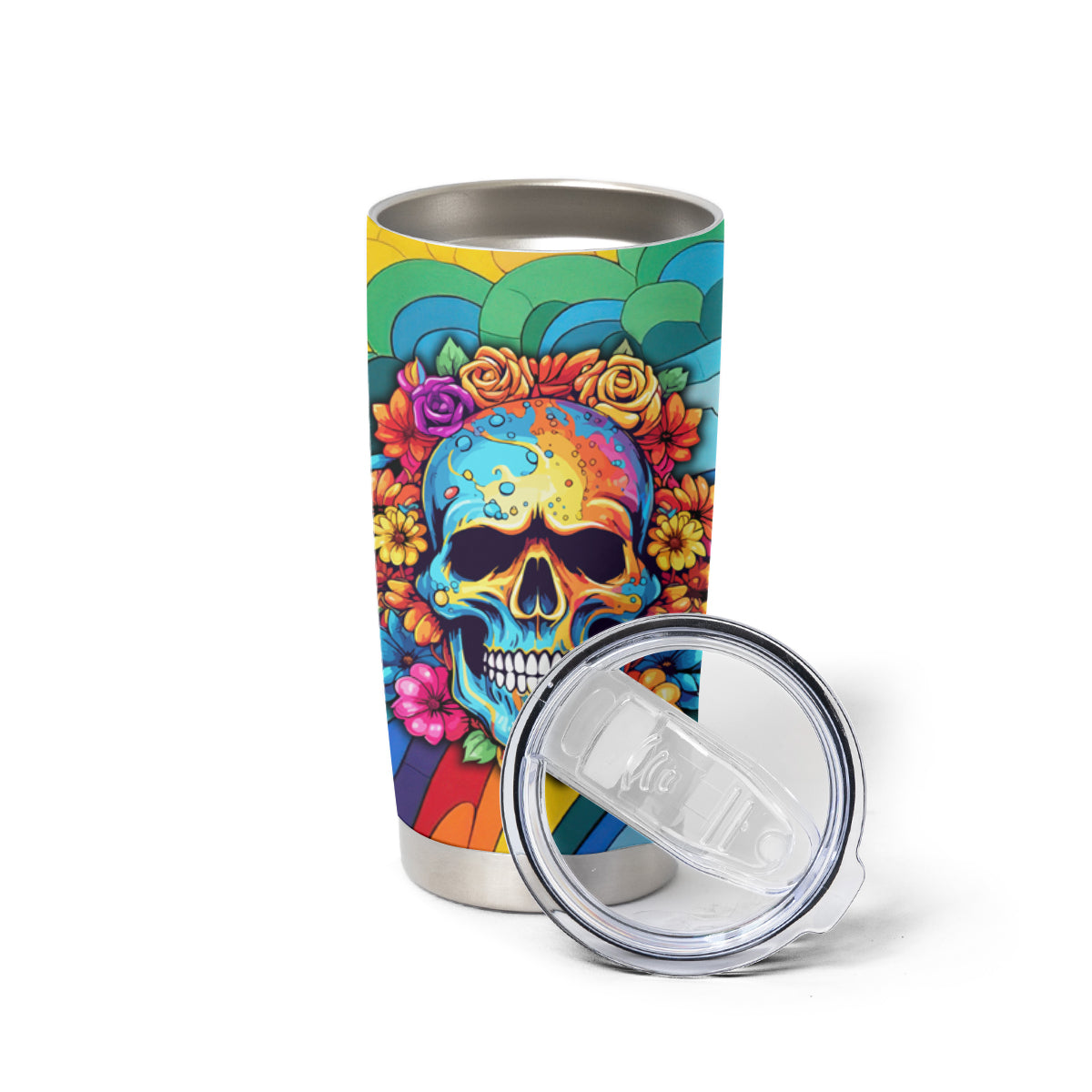 Floral Skull Tumbler Cup I'm Blunt because god rolled me that way - Wonder Print Shop