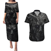 Horror Skull Couples Matching Puletasi Dress and Hawaiian Shirt Of course i'm going to hell i'm just here to pick you up - Wonder Print Shop