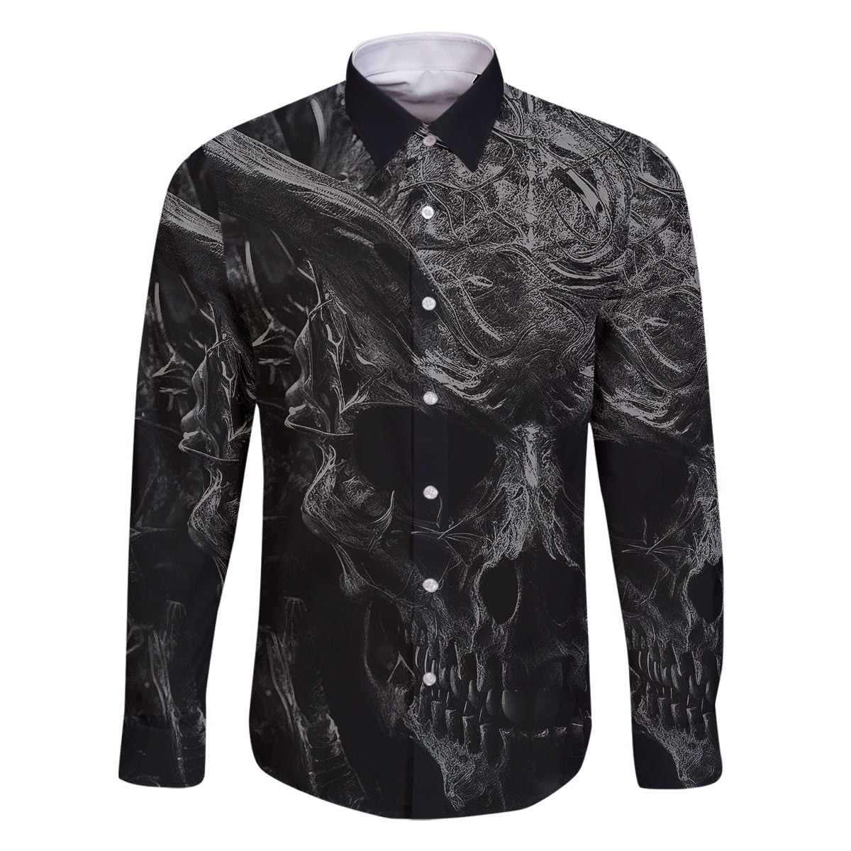 Horror Skull Family Matching Long Sleeve Bodycon Dress and Hawaiian Shirt Of course i'm going to hell i'm just here to pick you up - Wonder Print Shop