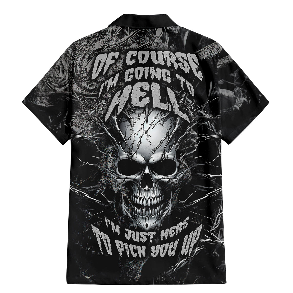 Horror Skull Family Matching Mermaid Dress and Hawaiian Shirt Of course i'm going to hell i'm just here to pick you up - Wonder Print Shop