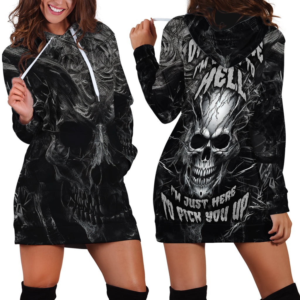 Horror Skull Hoodie Dress Of course i'm going to hell i'm just here to pick you up - Wonder Print Shop