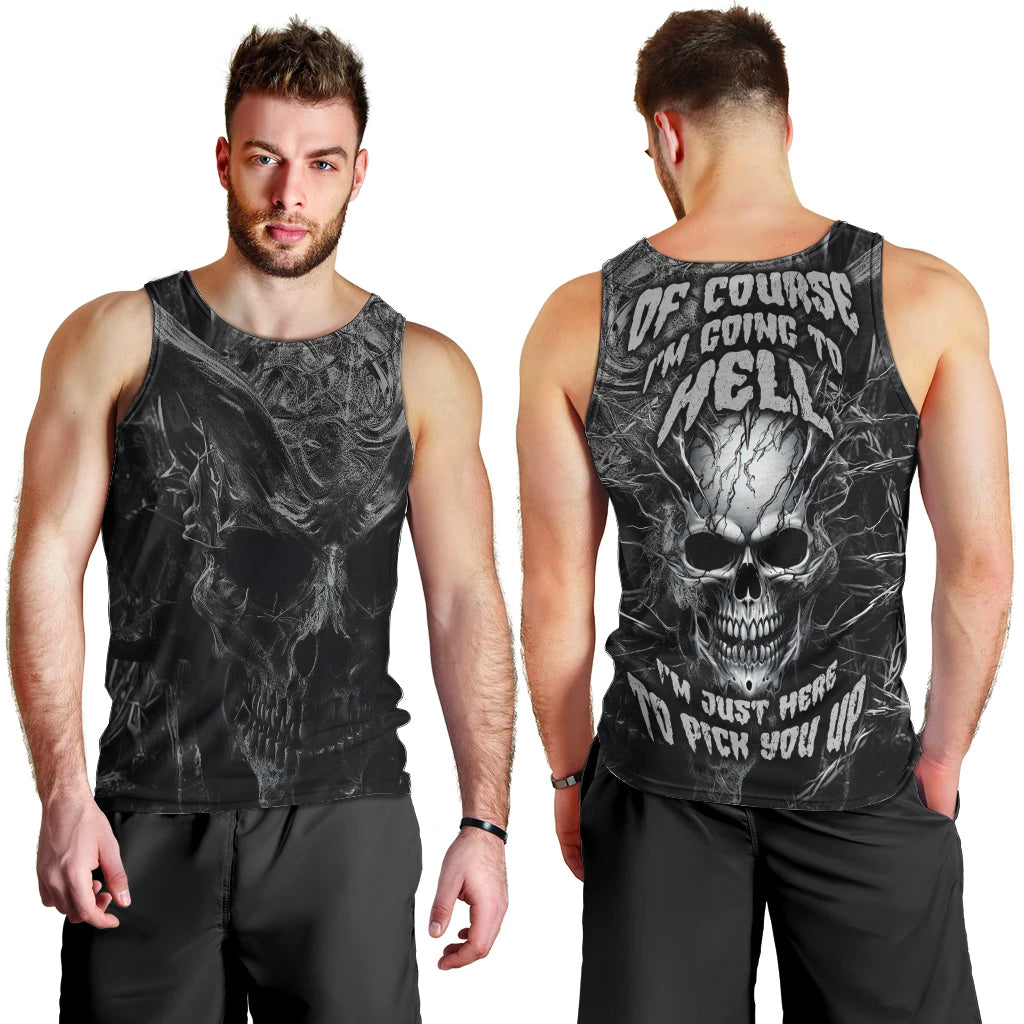 Horror Skull Men Tank Top Of course i'm going to hell i'm just here to pick you up - Wonder Print Shop