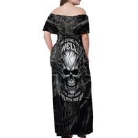 Horror Skull Off Shoulder Maxi Dress Of course i'm going to hell i'm just here to pick you up - Wonder Print Shop