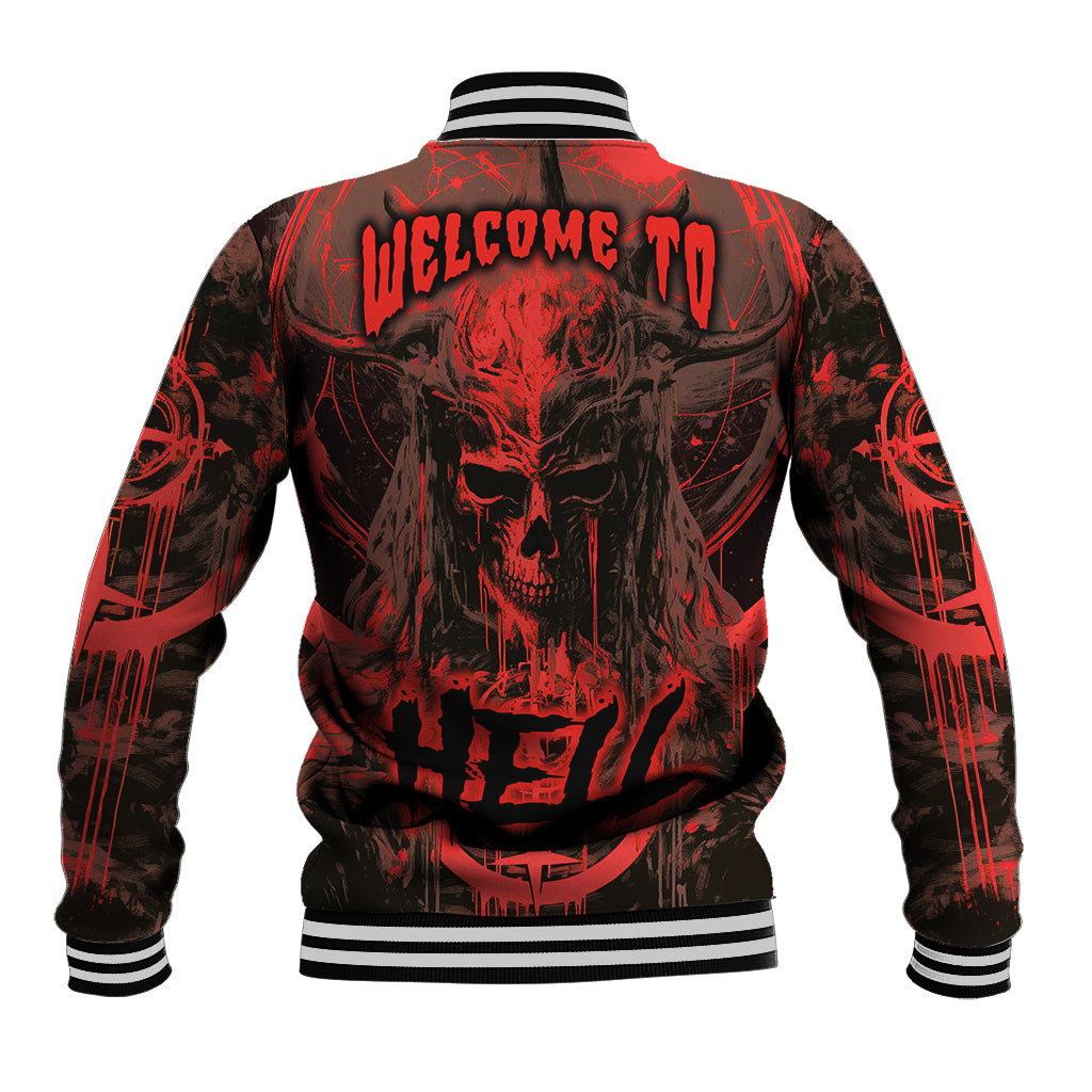 Demon Skull Baseball Jacket Welcome to Hell - Wonder Print Shop