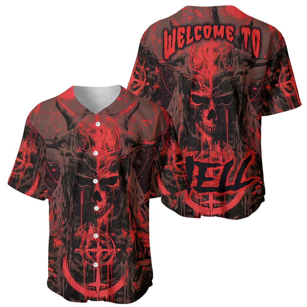 Demon Skull Baseball Jersey Welcome to Hell - Wonder Print Shop