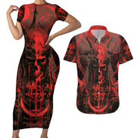 Demon Skull Couples Matching Short Sleeve Bodycon Dress and Hawaiian Shirt Welcome to Hell - Wonder Print Shop