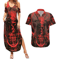 Demon Skull Couples Matching Summer Maxi Dress and Hawaiian Shirt Welcome to Hell - Wonder Print Shop