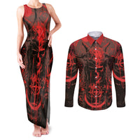 Demon Skull Couples Matching Tank Maxi Dress and Long Sleeve Button Shirts Welcome to Hell - Wonder Print Shop