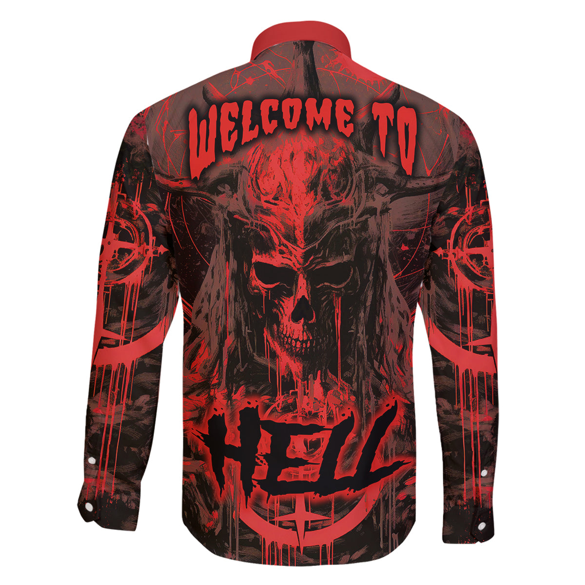 Demon Skull Family Matching Long Sleeve Bodycon Dress and Hawaiian Shirt Welcome to Hell - Wonder Print Shop