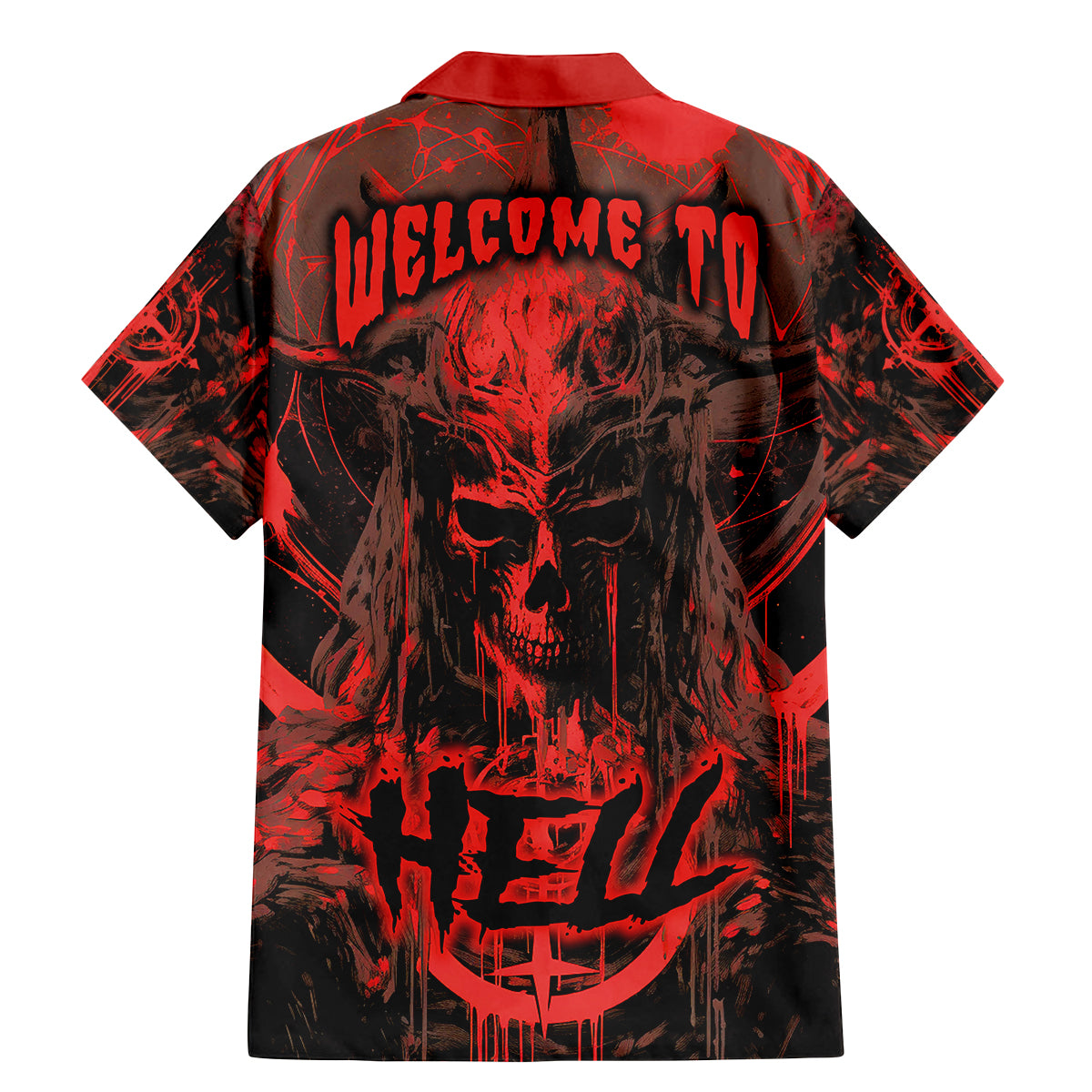 Demon Skull Family Matching Mermaid Dress and Hawaiian Shirt Welcome to Hell - Wonder Print Shop