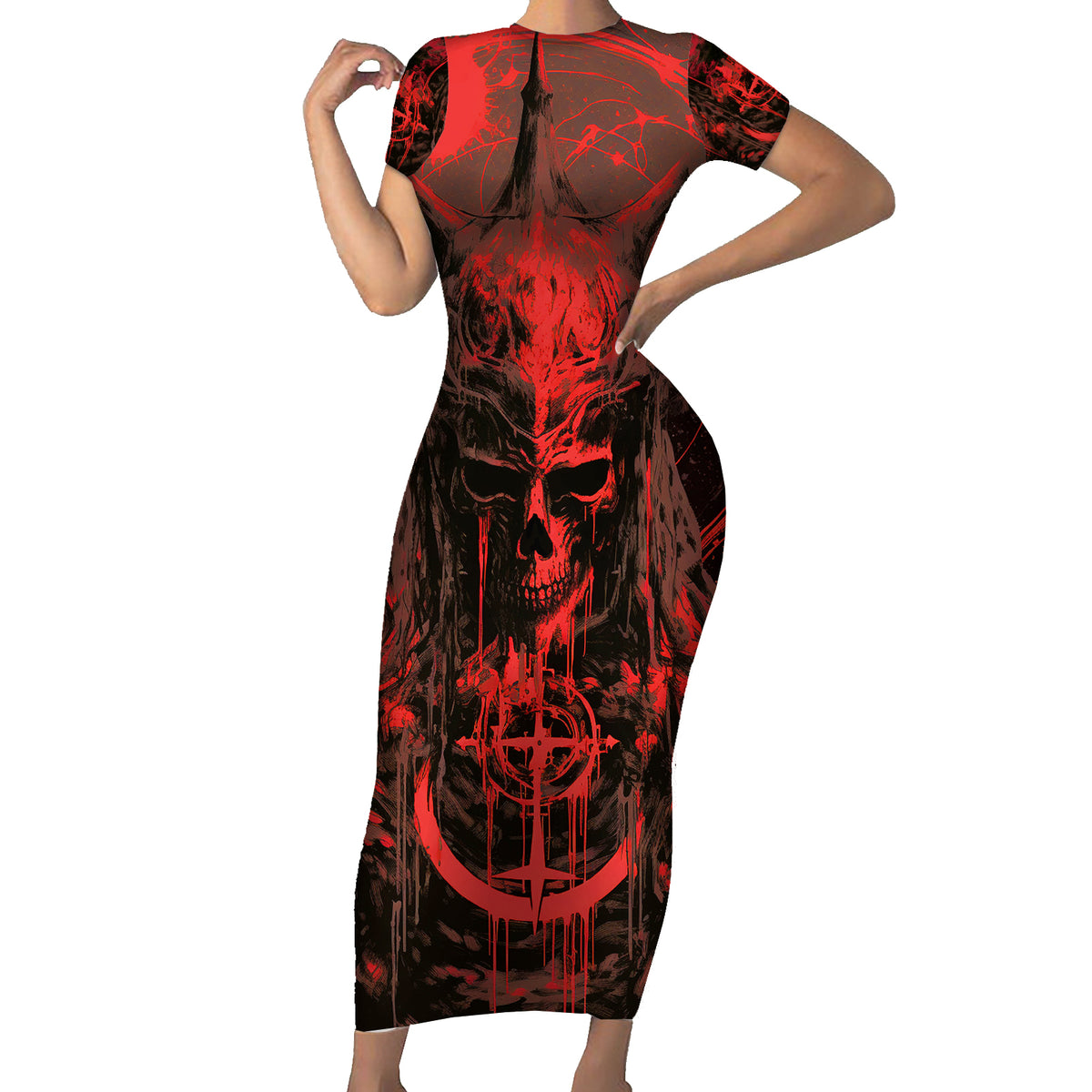 Demon Skull Family Matching Short Sleeve Bodycon Dress and Hawaiian Shirt Welcome to Hell - Wonder Print Shop