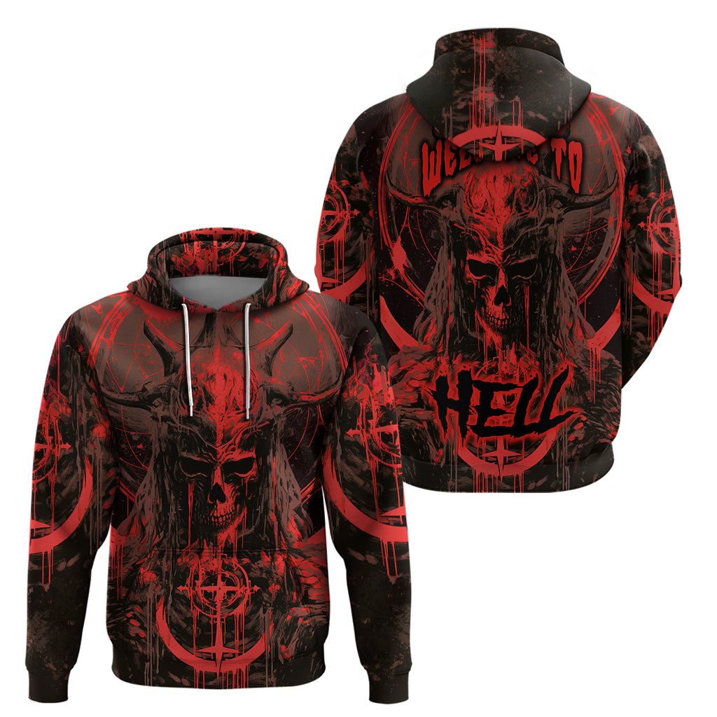 Demon Skull Hoodie Welcome to Hell - Wonder Print Shop