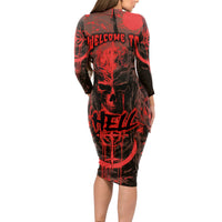 Demon Skull Long Sleeve Bodycon Dress Welcome to Hell - Wonder Print Shop