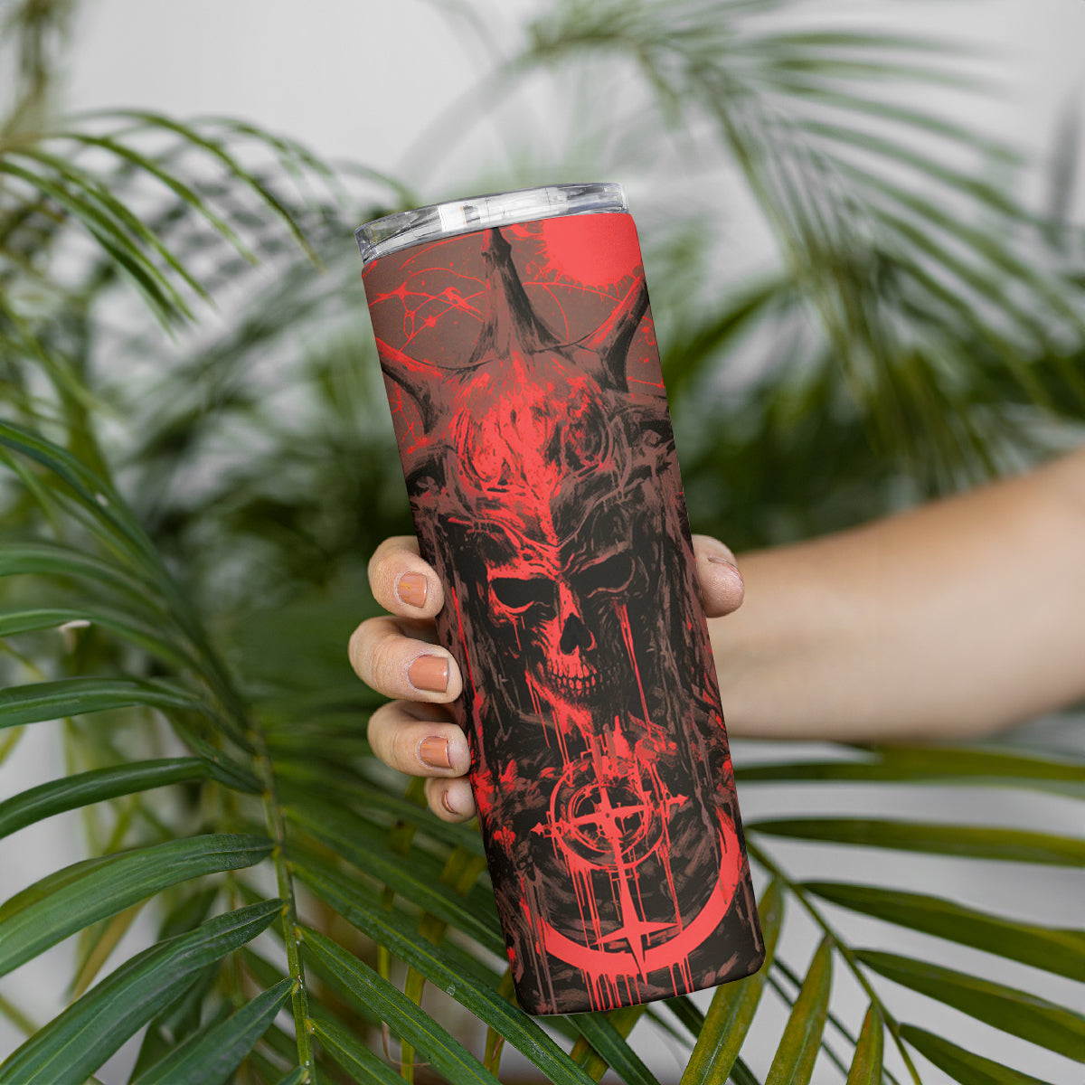 Demon Skull Skinny Tumbler Welcome to Hell - Wonder Print Shop