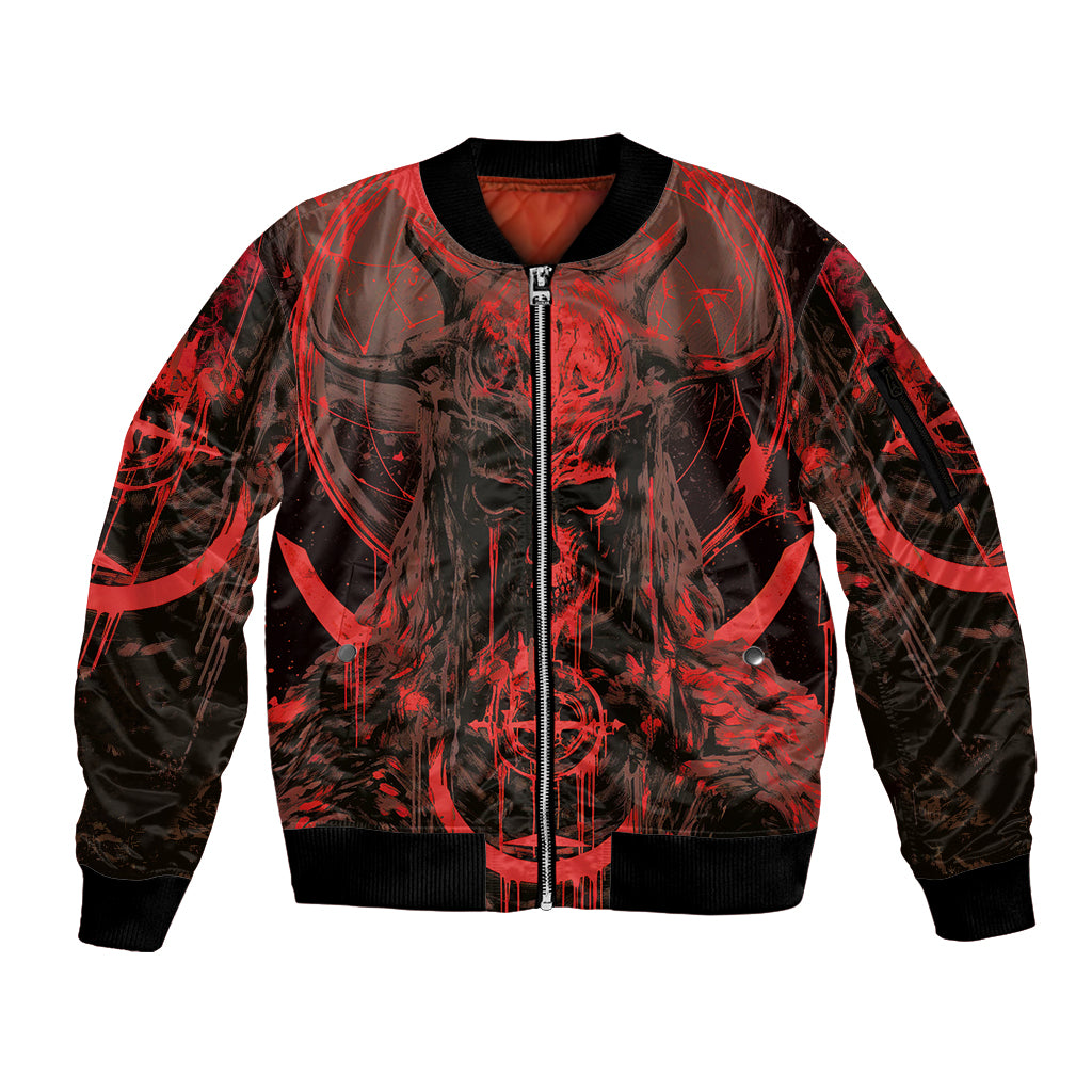 Demon Skull Sleeve Zip Bomber Jacket Welcome to Hell - Wonder Print Shop