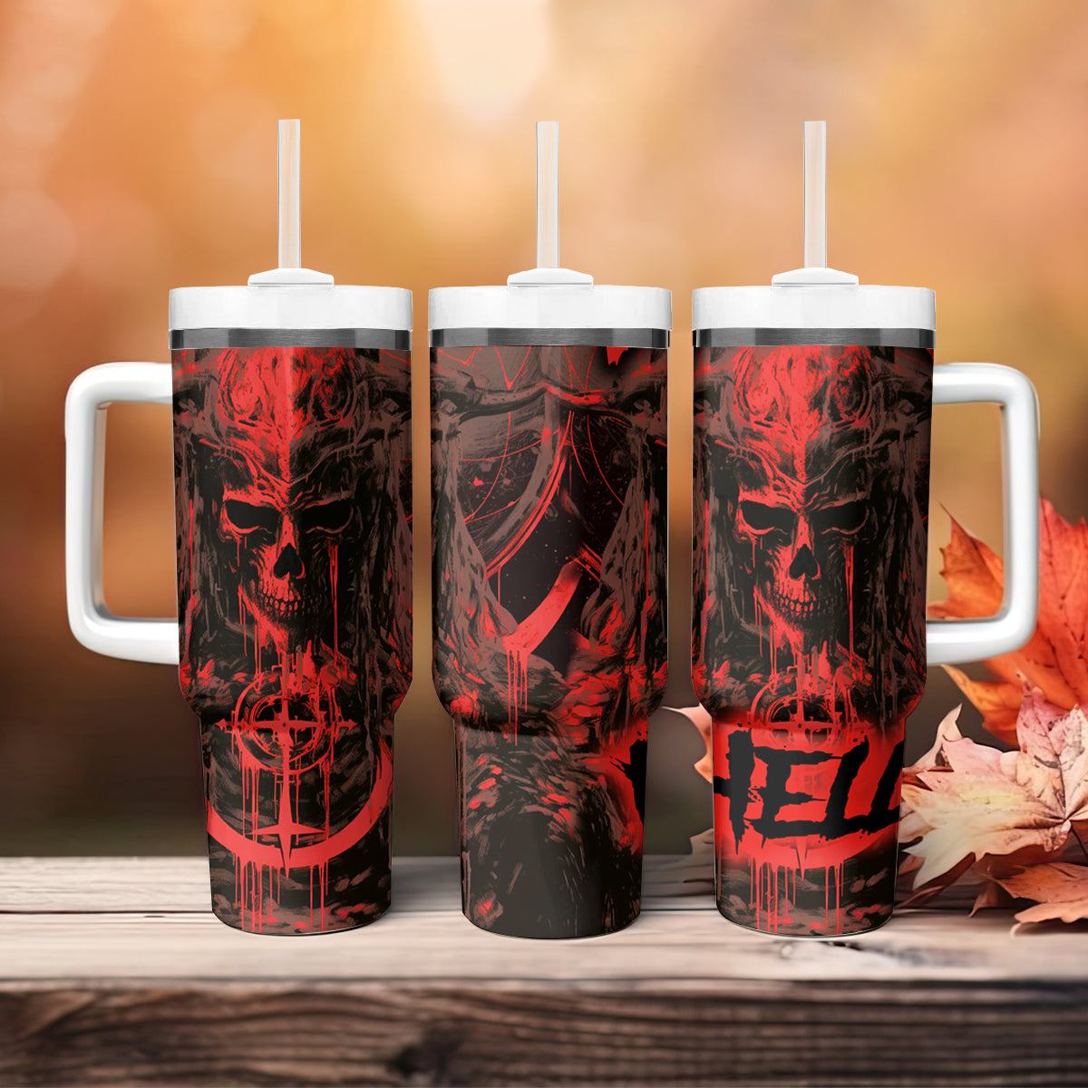 Demon Skull Tumbler With Handle Welcome to Hell - Wonder Print Shop