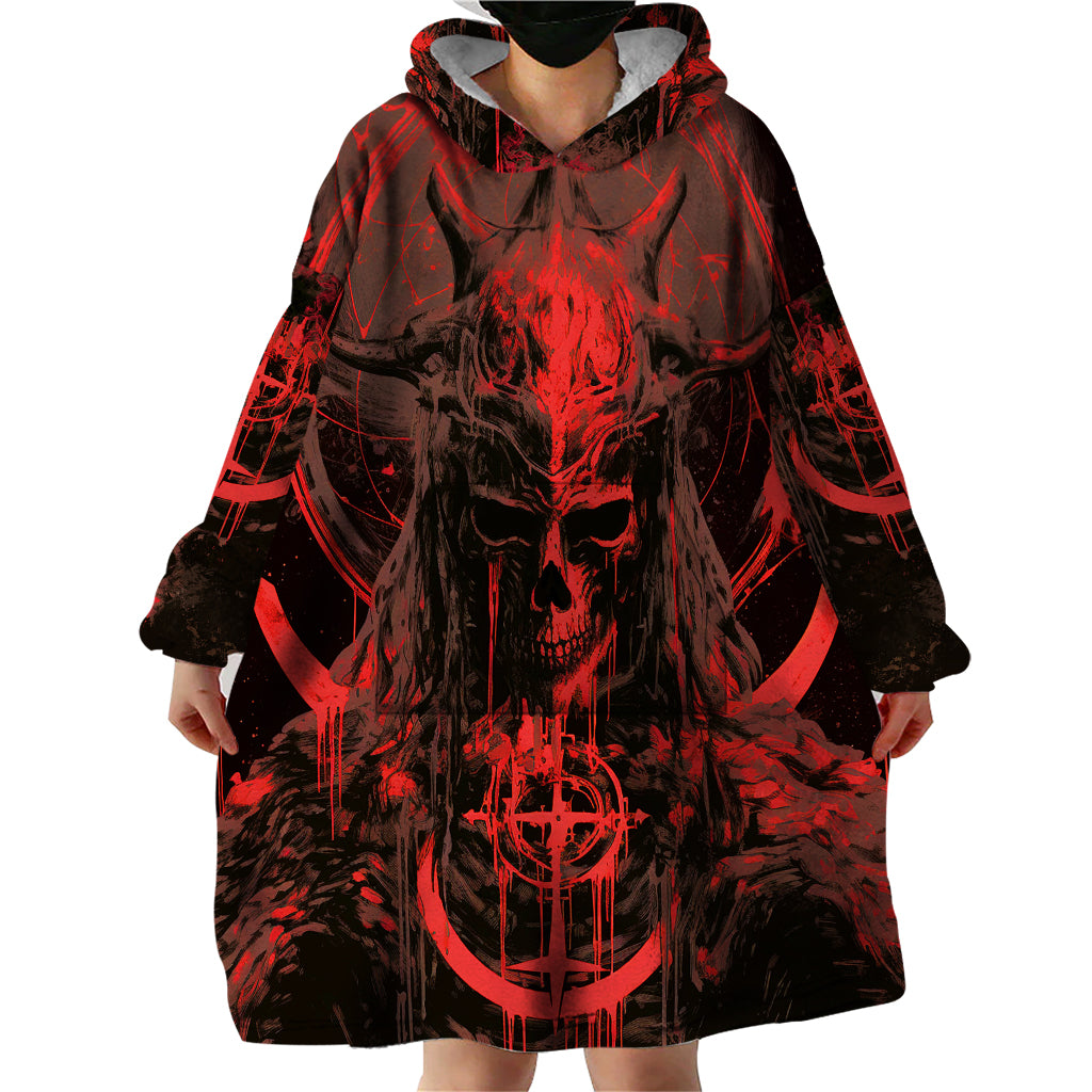 Demon Skull Wearable Blanket Hoodie Welcome to Hell - Wonder Print Shop