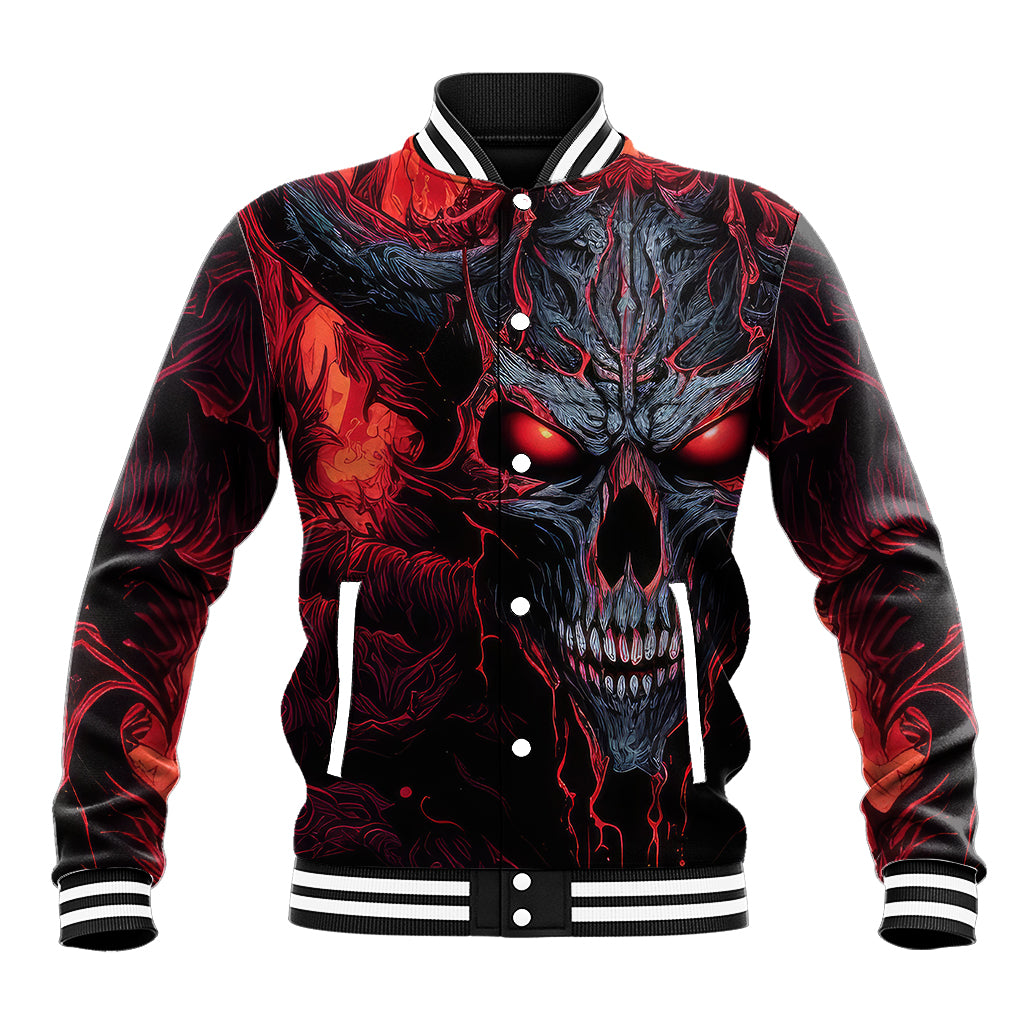 Demon Skull Baseball Jacket You Better Pray I Don't Get Up - Wonder Print Shop