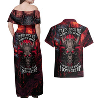 Demon Skull Couples Matching Off Shoulder Maxi Dress and Hawaiian Shirt You Better Pray I Don't Get Up - Wonder Print Shop