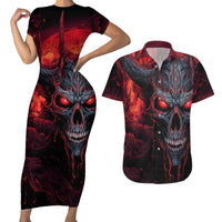 Demon Skull Couples Matching Short Sleeve Bodycon Dress and Hawaiian Shirt You Better Pray I Don't Get Up - Wonder Print Shop