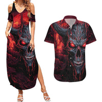 Demon Skull Couples Matching Summer Maxi Dress and Hawaiian Shirt You Better Pray I Don't Get Up - Wonder Print Shop