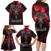 Demon Skull Family Matching Long Sleeve Bodycon Dress and Hawaiian Shirt You Better Pray I Don't Get Up - Wonder Print Shop