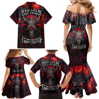 Demon Skull Family Matching Mermaid Dress and Hawaiian Shirt You Better Pray I Don't Get Up - Wonder Print Shop