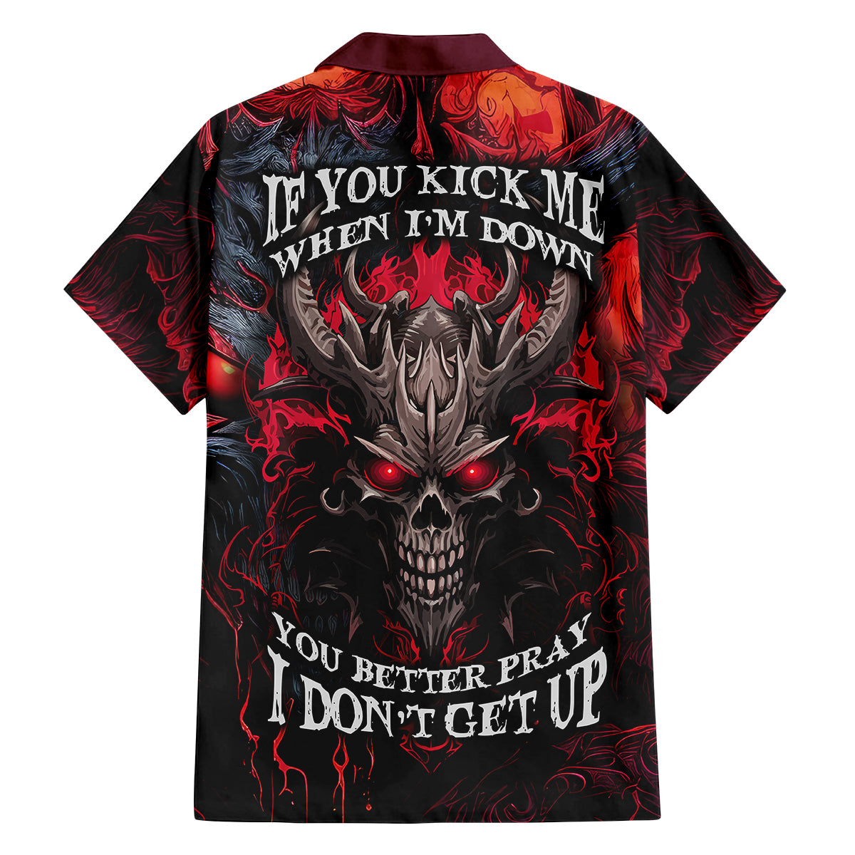 Demon Skull Family Matching Puletasi Dress and Hawaiian Shirt You Better Pray I Don't Get Up - Wonder Print Shop