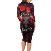 Demon Skull Long Sleeve Bodycon Dress You Better Pray I Don't Get Up - Wonder Print Shop